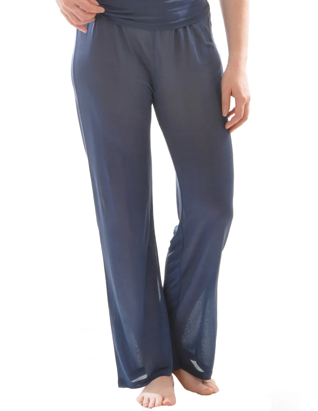 Zijden Legging Wijd Alkena Kleur Navy blauw Maat Medium