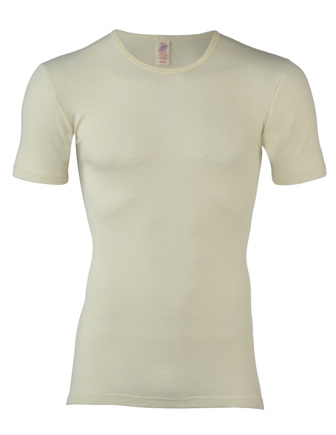 Image of Heren T-Shirt Wit Merino Wol Engel Natur, Maat 50/52 - Large