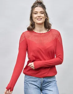Pullover met Mesh-inzet...