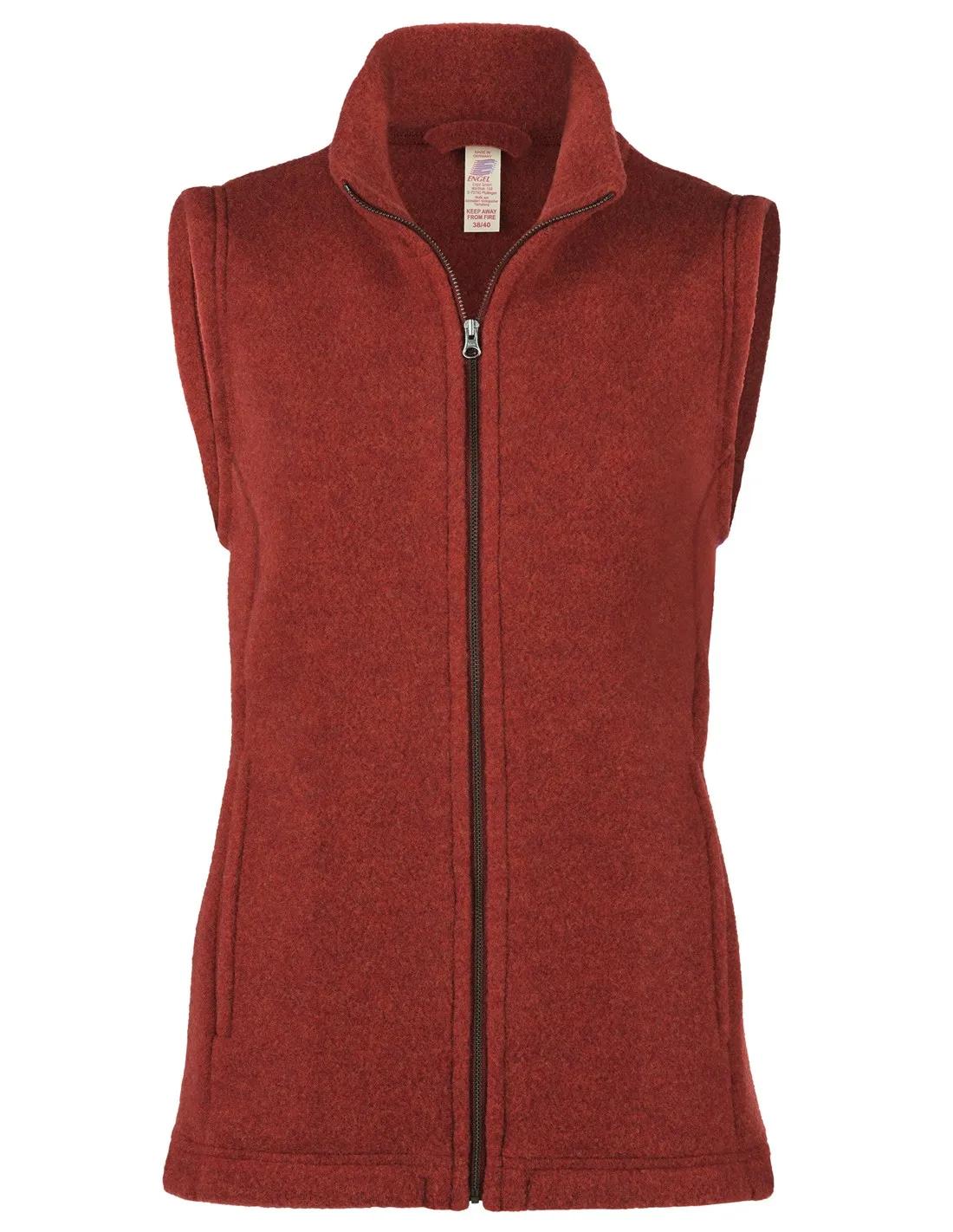 Image of Dames Vest Merino Wol Fleece Engel Natur, Kleur Terracotta, Maat 46/48 - Extra Large