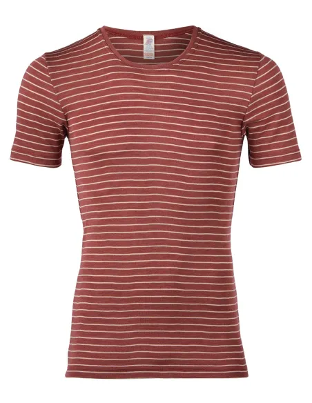 Heren T-Shirt Gestreept Zijde Wol Engel Natur