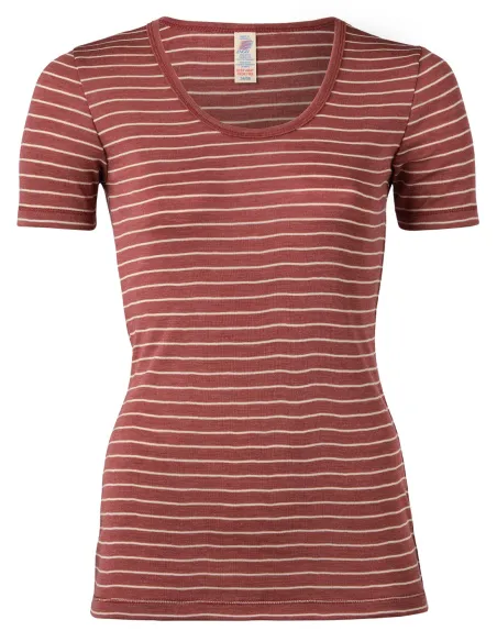 Dames T-Shirt Gestreept Zijde Wol Engel Natur