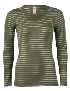 Dames Shirt Gestreept Lange Mouw Zijde Wol Engel Natur