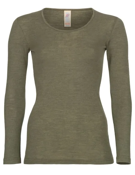 Dames Shirt Lange Mouw Zijde Wol Engel Natur