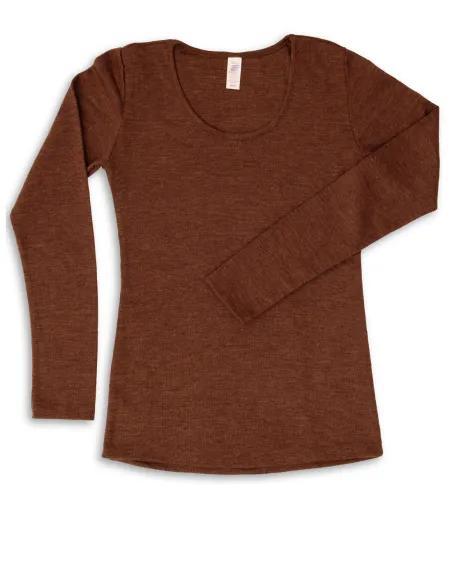 Dames Shirt Lange Mouw Merino Wol Engel Natur