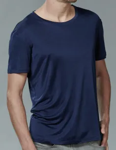 Zijden Heren T-Shirt Donkerblauw Kokon Zwo