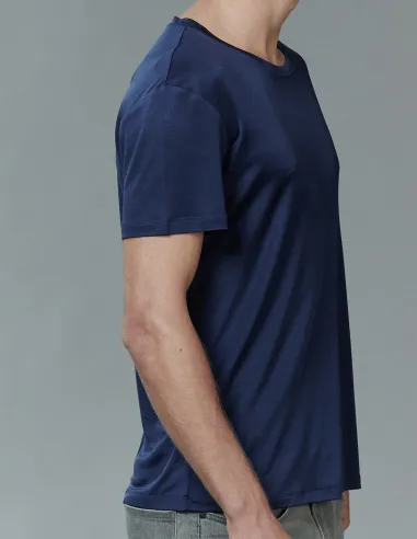 Zijden Heren T-Shirt Donkerblauw Kokon Zwo
