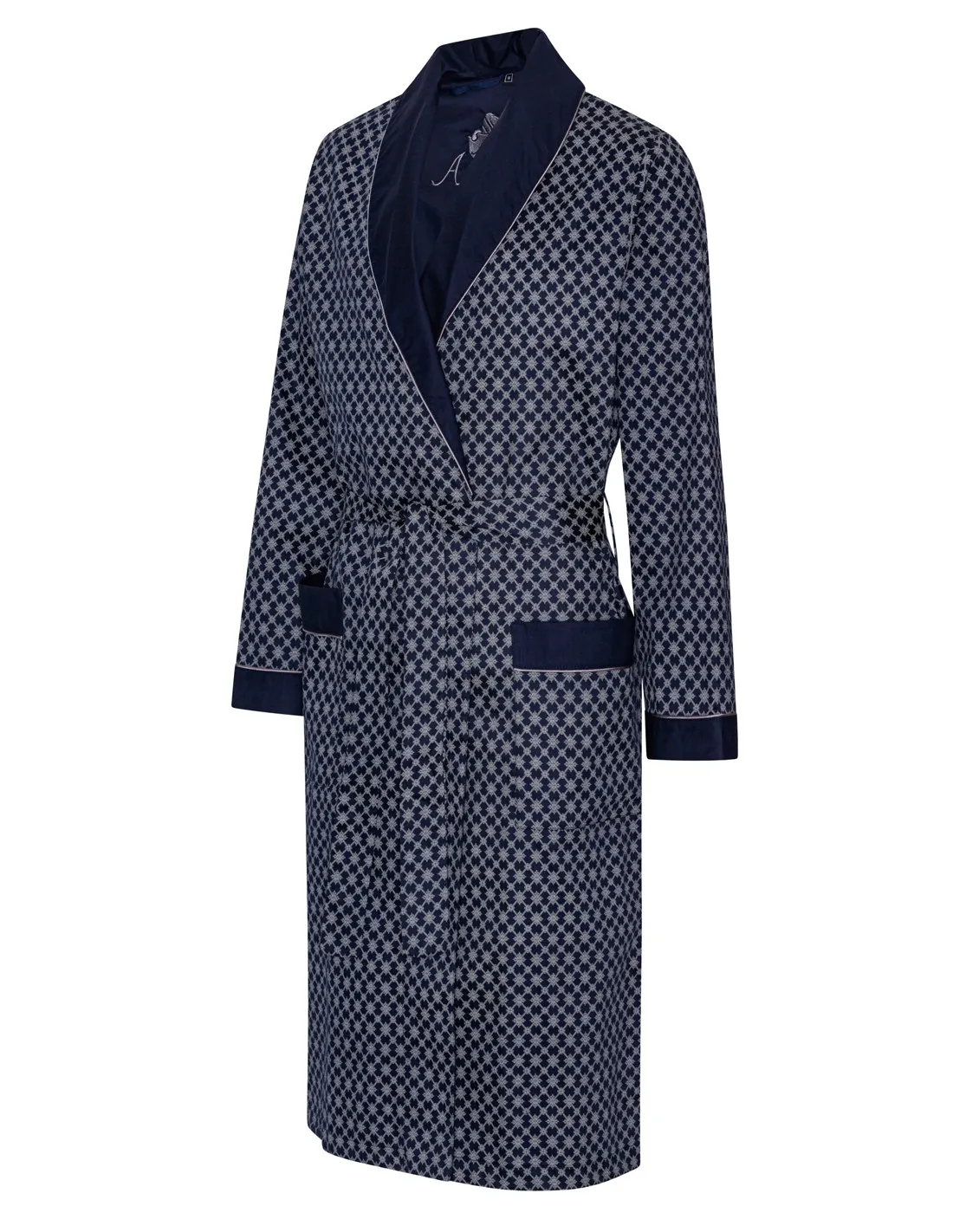 Heren Katoenen Ochtendjas Megeve Ambassador 1867 Kleur Donkerblauw Maat Medium