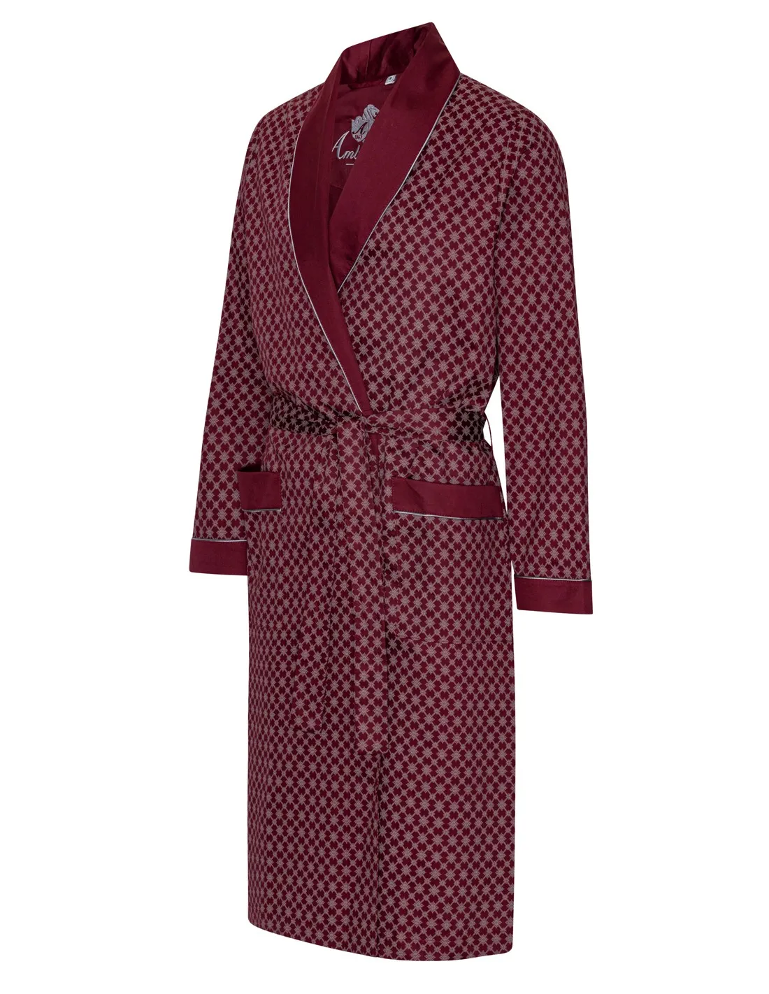 Heren Katoenen Ochtendjas Megeve Ambassador 1867 Kleur Bordeauxrood Maat Medium