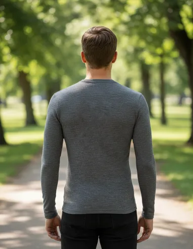 Heren Shirt Lange Mouw Merino Wol Engel Natur