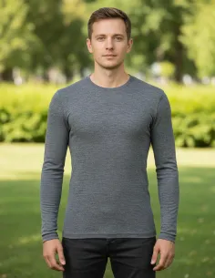 Heren Shirt Lange Mouw Merino Wol Engel Natur