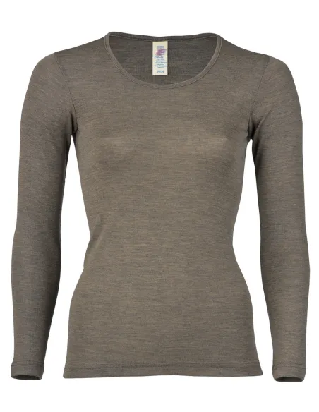 Dames Shirt Lange Mouw Zijde Wol Engel Natur
