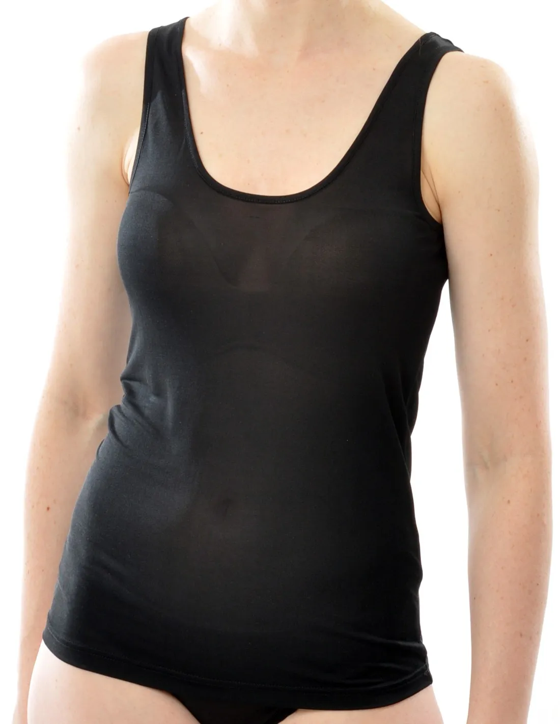 Zijden longtop Alkena Kleur Zwart Maat Small