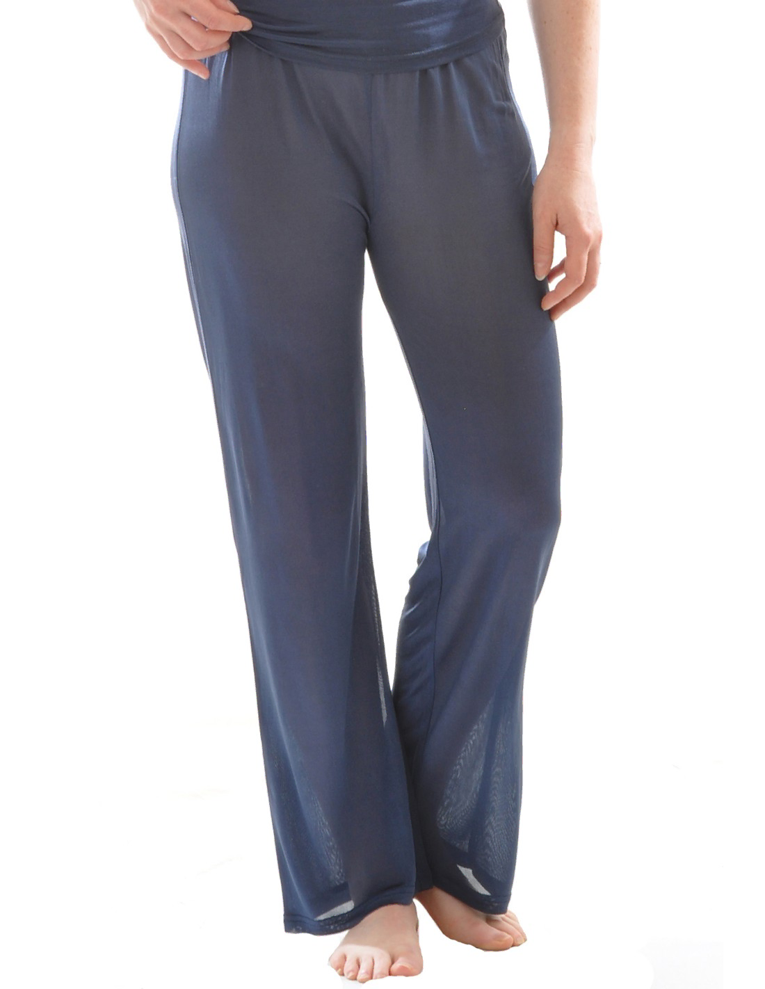 Image of Zijden Legging Wijd Alkena, Kleur Navy blauw, Maat Large