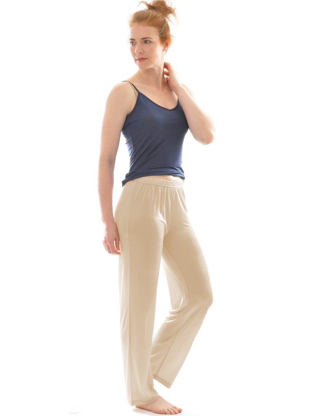 Zijden Legging Wijd Alkena, Kleur Nude, Maat Small