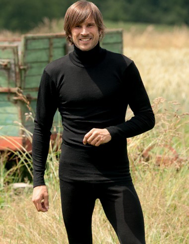 Heren Collshirt Zijde Wol Engel Natur