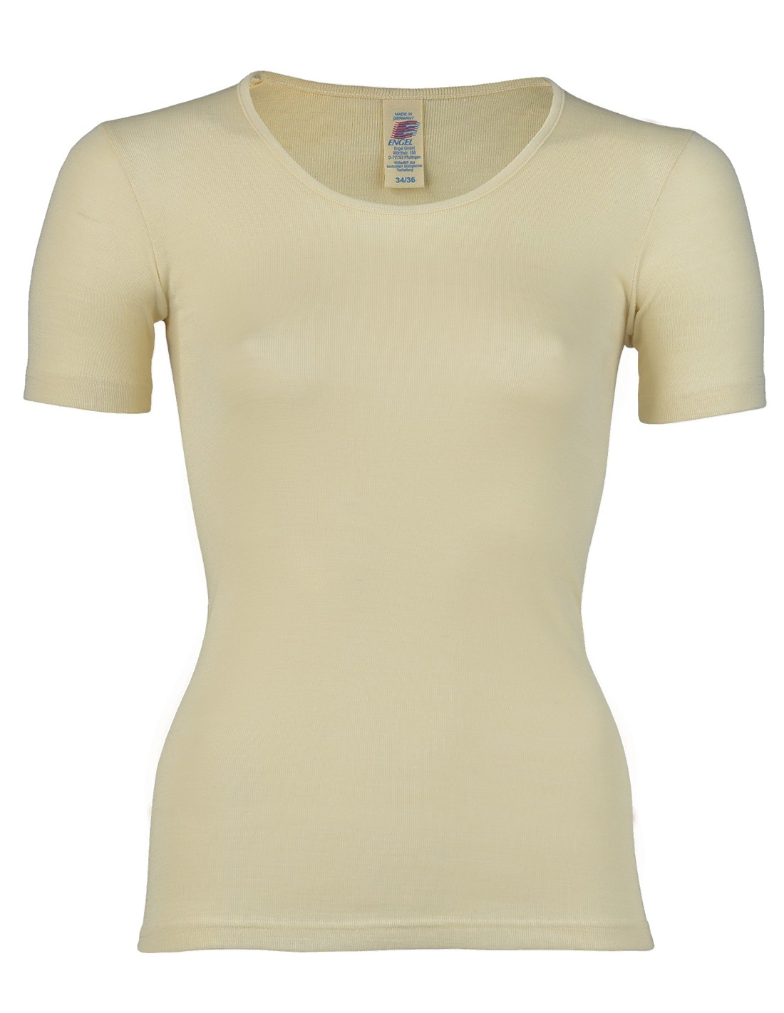 Image of Dames T-Shirt Zijde Wol Engel Natur, Kleur Gebroken wit, Maat 38/40 - Medium