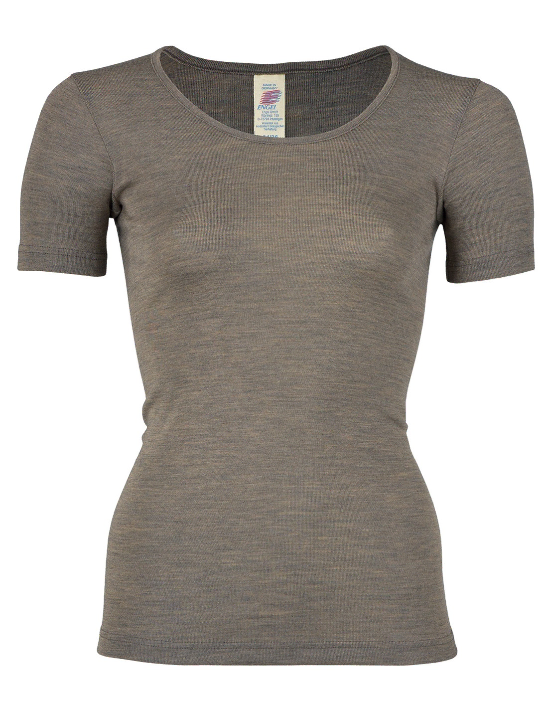 Image of Dames T-Shirt Zijde Wol Engel Natur, Kleur Walnut, Maat 38/40 - Medium