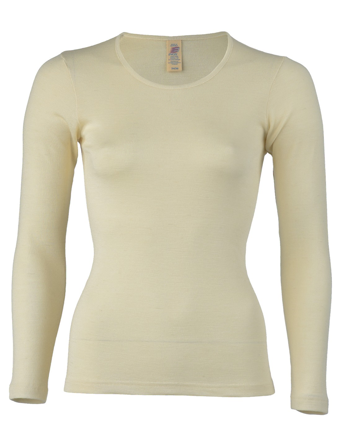 Image of Dames Shirt Lange Mouw Zijde Wol Engel Natur, Kleur Gebroken wit, Maat 42/44 - Large