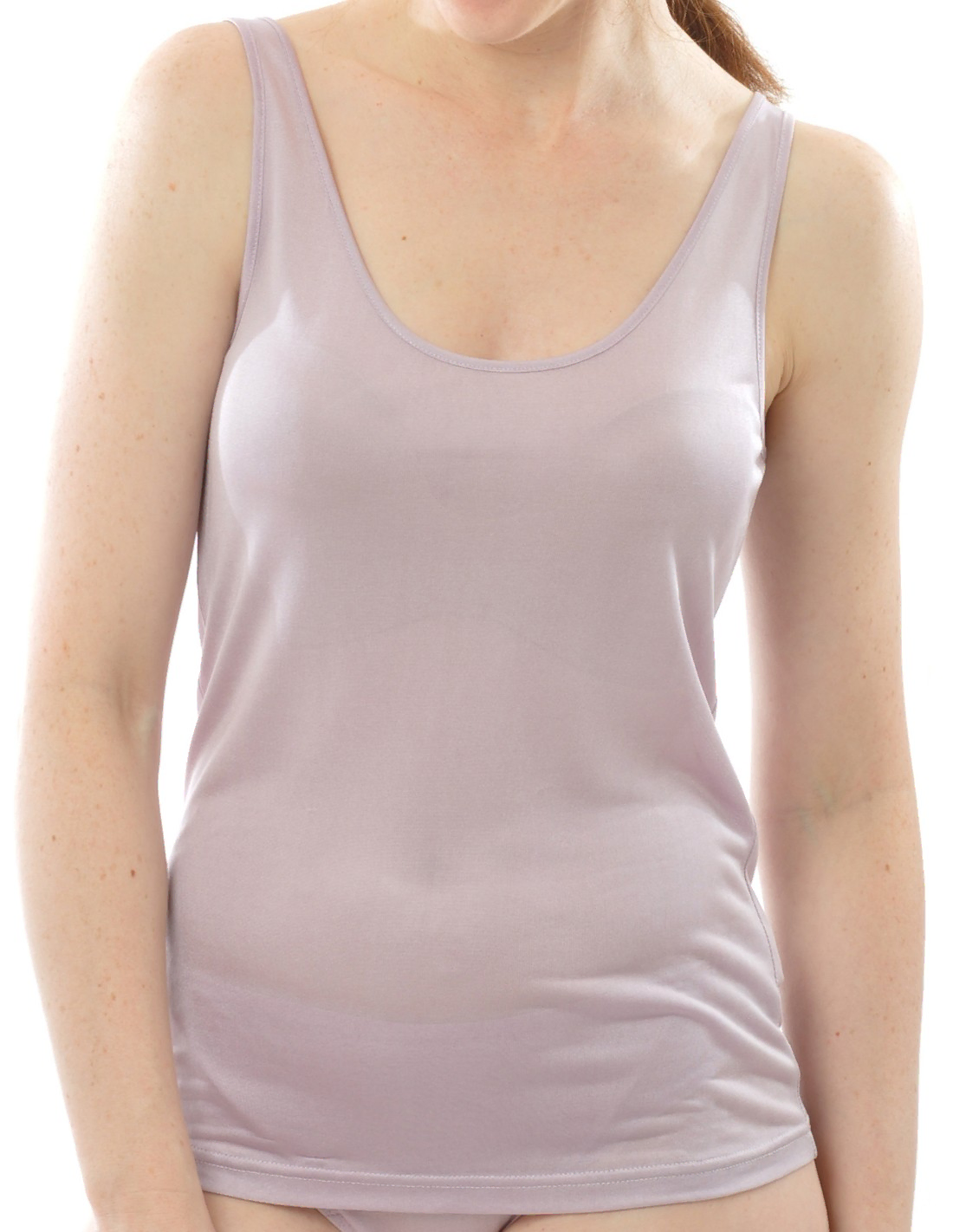 Zijden Dames Hemd Alkena, Kleur Lilac, Maat Small