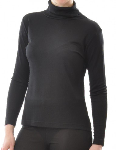 Zijden Dames Rib Colshirt Lange Mouw...