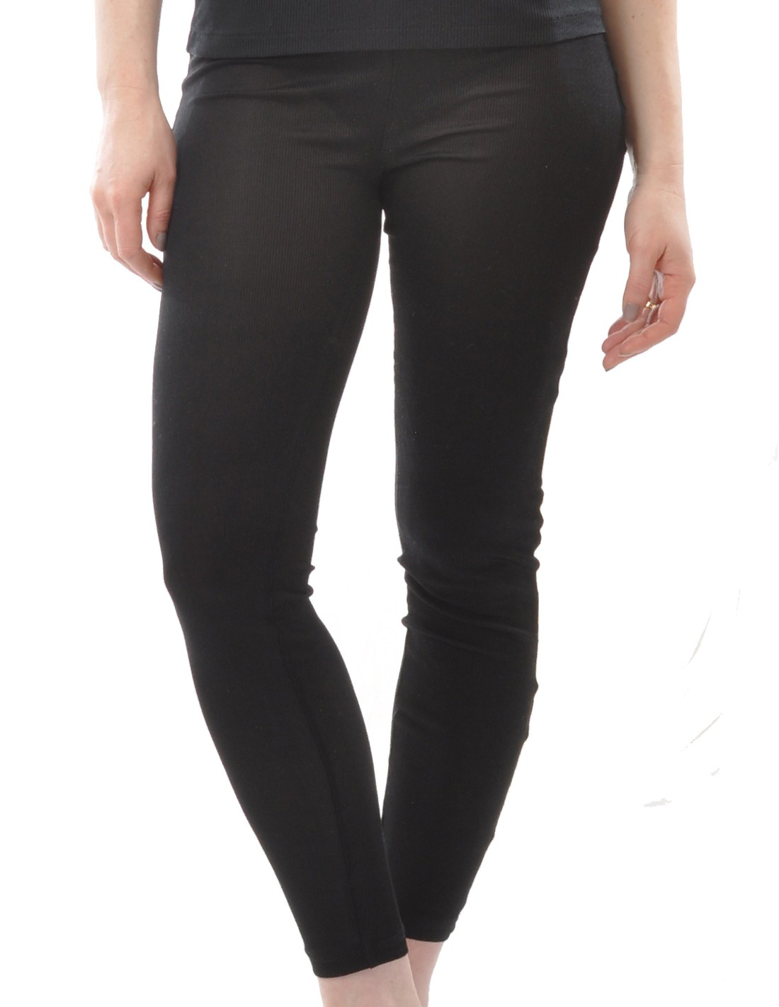 Image of Zijden Dames Rib Legging Alkena, Kleur Zwart, Maat Large