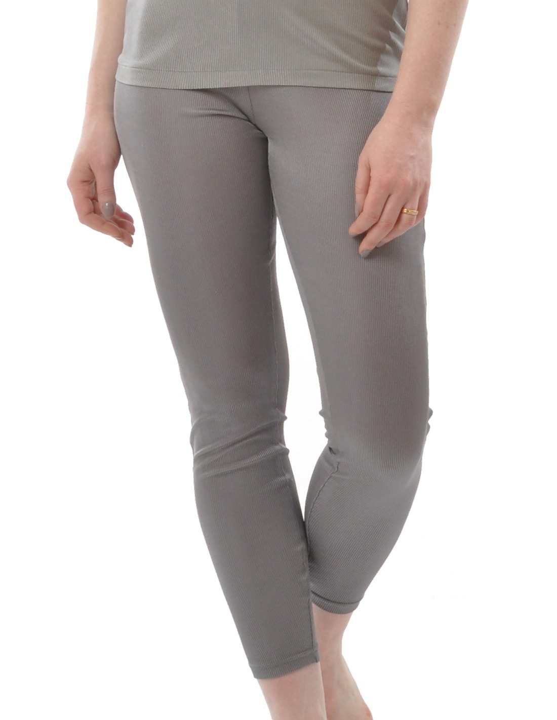 Image of Zijden Dames Rib Legging Alkena, Kleur Antraciet, Maat Extra Large