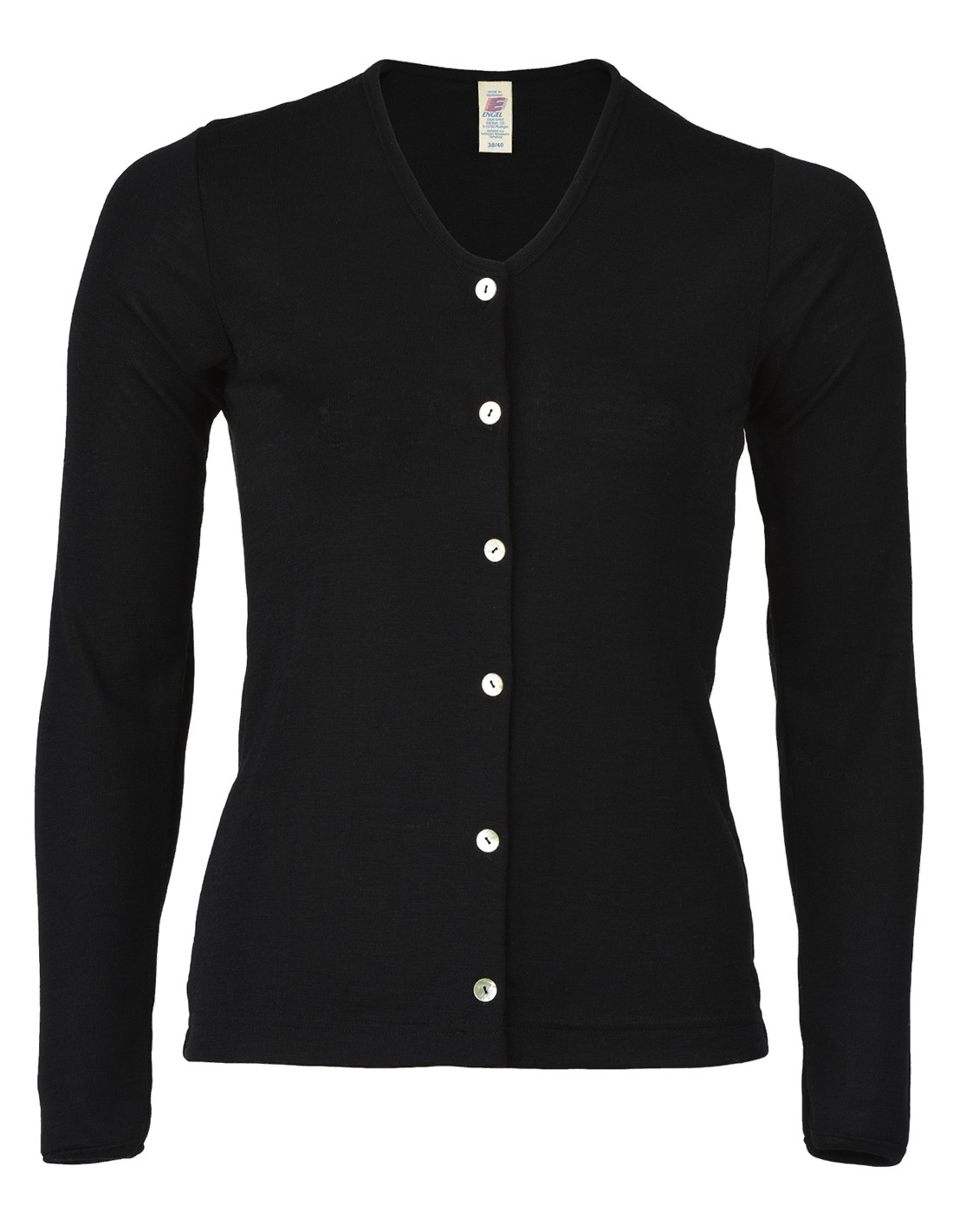 Cardigan - Vest Zijde Wol Engel Natur, Kleur Zwart, Maat 46/48 - Extra Large