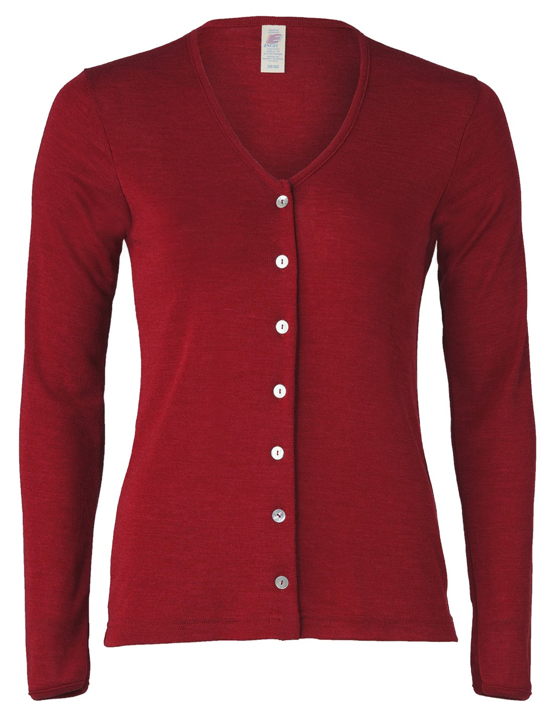 Image of Cardigan - Vest Zijde Wol Engel Natur, Kleur Bordeauxrood, Maat 46/48 - Extra Large