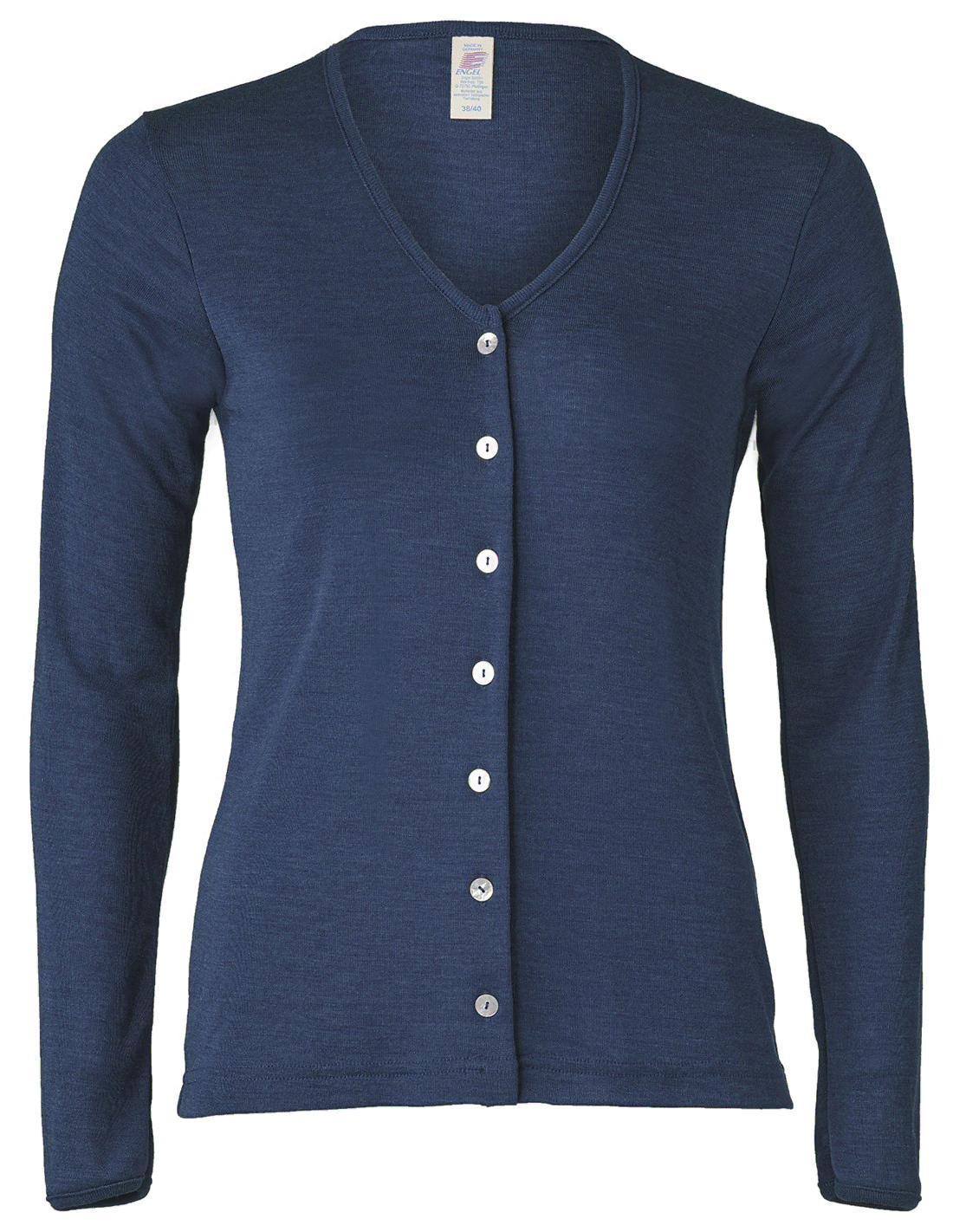 Image of Cardigan - Vest Zijde Wol Engel Natur, Kleur Navy blauw, Maat 38/40 - Medium