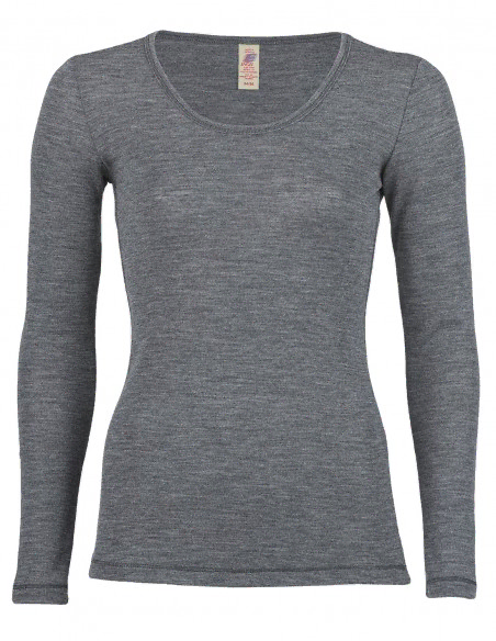 Terug, terug, terug deel typist krab Dames Shirt Lange Mouw Merino Wol Engel Natur Maat Engel Dames 34/36 -  Small Kleur Antraciet