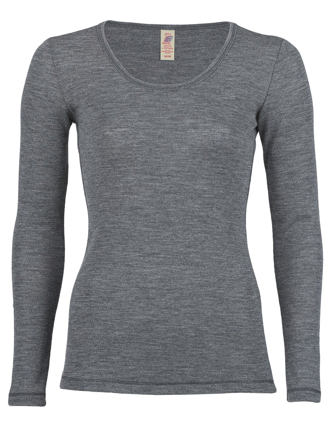 heuvel interieur Verantwoordelijk persoon Dames T-Shirt Merino Wol Engel Natur Maat Engel Dames 34/36 - Small Kleur  Antraciet